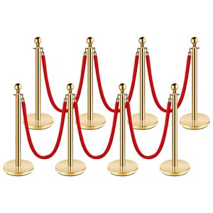 Stanchion Post with Velvet Rope, VIP Stanchion Queue Pole Barrier Posts, Red Carpet Stanchion Set - 1 of 4