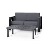 Christopher Knight Home Louver Outdoor Acacia Wood Loveseat and Coffee Table Set with Cushions - 2 of 4