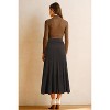 Women's Wool Blend A-Line Long Skirt with Wide Elastic Waistband & Flow Pleats Brown - 4 of 4