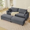 Mjkone 86 "W  Double Chaise Lounges Sofa Sleeper Chair,Corduroy Upholstered Modular Loveseat Sofa with Ottoman,Grey - 2 of 4