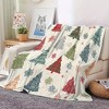 Soft Flannel Christmas Tree Throw Blanket - Plaid & Snowflake Pattern in Green, Contemporary Holiday Decor for Home, Office, Christmas Blankets. - 2 of 4