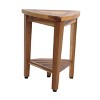 EcoDecors® SnazzyCorner® 18"H Teak Wood Curved Corner Shower Bench with Shelf in EarthyTeak Finish - 2 of 4