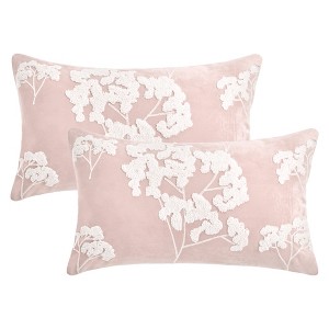 REGALWOVEN Velvet Soft Decorative Plum Blossom Embroidery Pillowcases 2 Pcs - 1 of 4