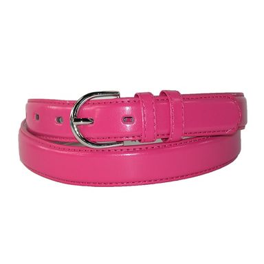 CTM Women's Leather Dress Belt 1 1/8 Inch Silver Buckle - Dark Pink S