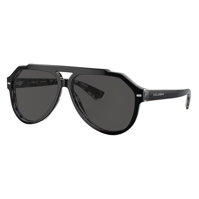 Dolce & Gabbana Dg 4452 340387 Unisex Aviator Sunglasses Black On Grey ...