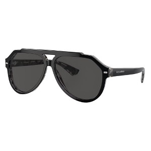 Dolce & Gabbana DG 4452 340387 Unisex Aviator Sunglasses Black on Grey Havana 60mm - 1 of 3