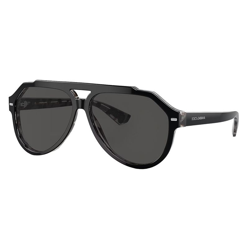 Dolce & Gabbana DG 4452 340387 Unisex Aviator Sunglasses Black on Grey Havana 60mm, 1 of 4
