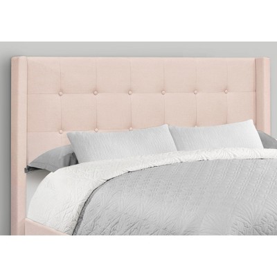Queen Pink Velvet Upholstered Bed with Tufted Headboard