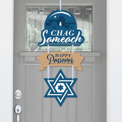 Big Dot of Happiness Happy Passover - Hanging Porch Pesach Jewish Holiday Party Outdoor Decorations - Front Door Decor - 3 Piece Sign