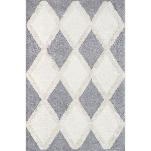 Nuloom Eimile Diamond Trellis Shag Indoor Area Rug 5x7, Blue - 1 of 4