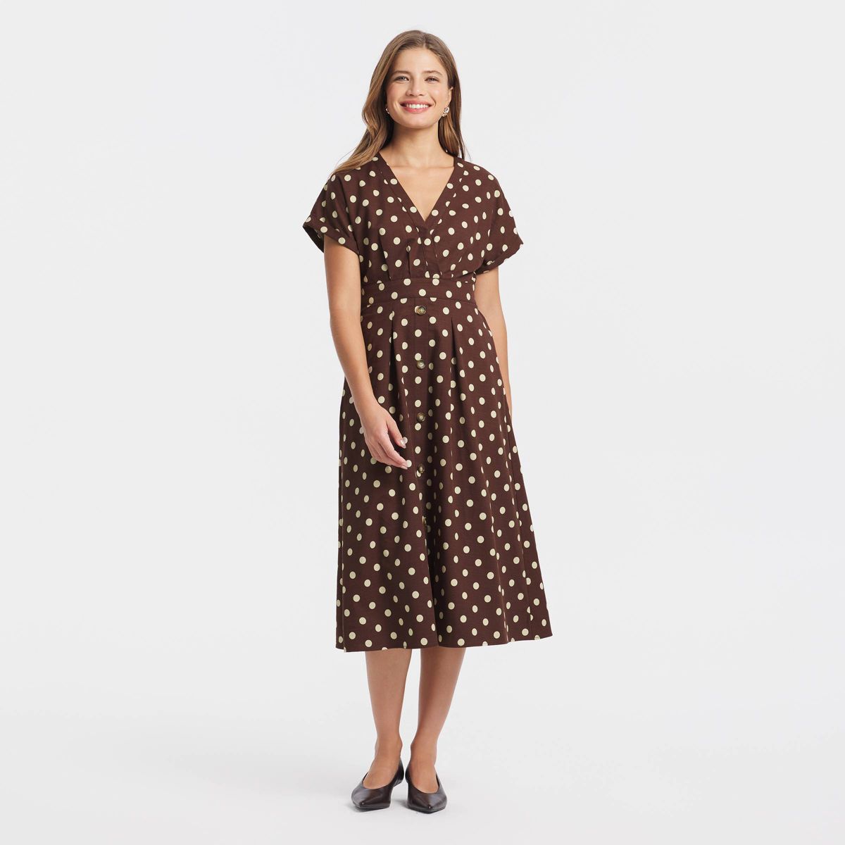 Women's Short Sleeve Midi Wrap Dress - A New Day™ - thumbnail 3