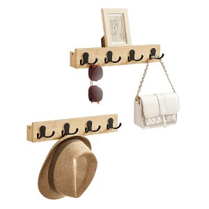 SONGMICS Set of 2 Coat Racks Wall Mount, Coat Hooks Wall Mounted, 8 Double Metal Hooks for Bags, Hats, Towels, Each Loads up to 35.3 lb - 1 of 4