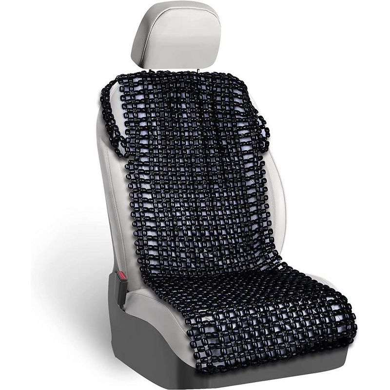 Zone Tech Black Wooden Beaded Comfort Seat Cover - Premium Quality Full Car Driver Seat Cushion w/ High Ventilation, 1 of 10