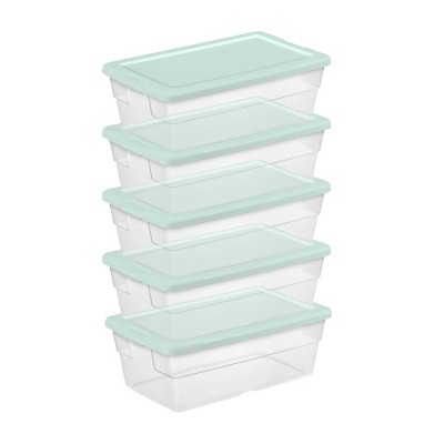 Sterilite 6 Quart Storage Box Stackable Bin with Lid, Plastic Container