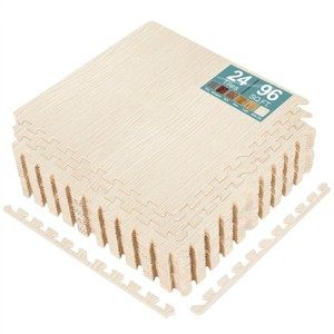 Sorbus 3/8-Inch Thick 96 Sq. Ft. Wood Grain Floor Foam EVA Interlocking Mats Tiles w/ Borders - for Home, Playroom, Basement, Trade Show - 1 of 4