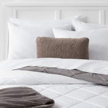 3pc Full/Queen Space Dyed Cotton Linen Duvet Cover & Sham Set Dark Gray -  Threshold™