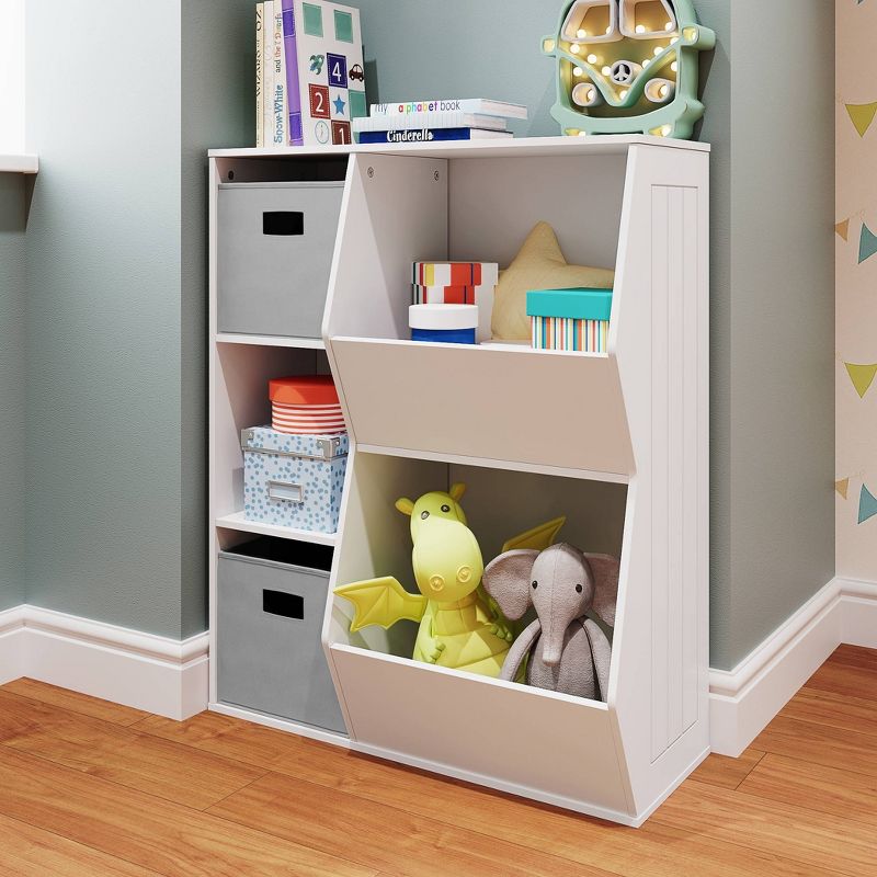 3pc Kids' Floor Cabinet with 2 Bins Set - RiverRidge Home, 3 of 9