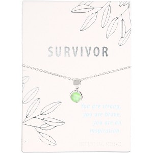 Pavilion Gift Company - Survivor Iced Lime Opal - 16.5"-18.5" Rhodium Plated Inspirational Necklace - Necklaces - 1 of 4