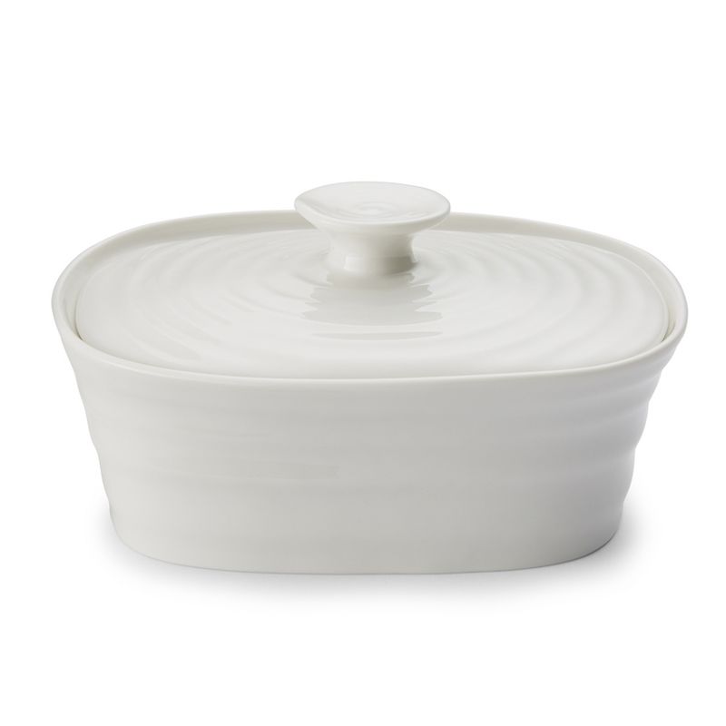 Portmeirion Sophie Conran White Covered Butter Dish,6 inch x 4.75 inch, 1 of 4