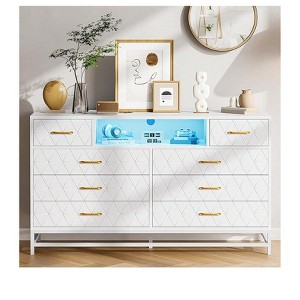 Modern 8-Drawer Dresser, 55" TV Stand with Power Outlet - 1 of 4
