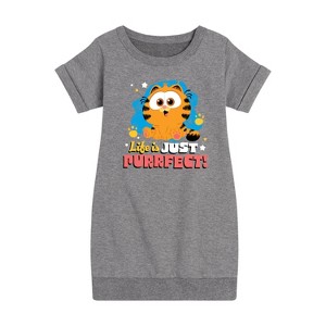 Girls' - Garfield - Life Is Just Purrfect Graphic Short Sleeve Fleece Dress - 1 of 4
