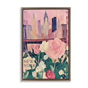 Stupell Industries New York Spring Cityscape Floating Frame Canvas Art - 1 of 4