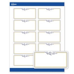 Avery 2" x 4" Labels, Gold & Navy Border with Florals, 100 ct - 1 of 4