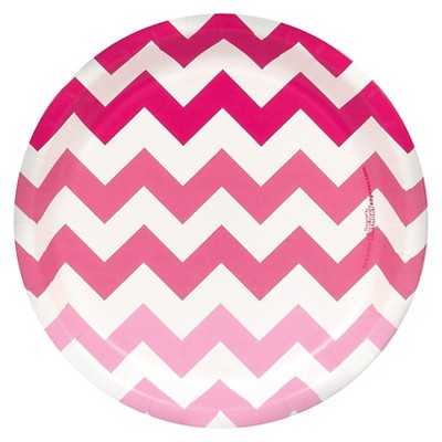  8ct Pink Chevron Dinner Plate 