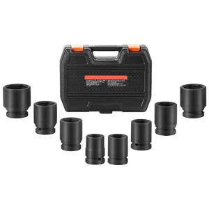 VEVOR Axle Nut Impact Socket Set, 3/4" Drive 6-Point 8-Piece Metric Spindle Nut Socket Set,CR-MO Heat Treated Large Socket Set with Storage Case Black - 1 of 4
