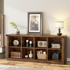 8 Cube Storage Organizer Bookshelf, Farmhouse Horizontal Bookcase, 62 Inch Wood Storage Bookcase for Entryway, for Living Room - 1 of 4