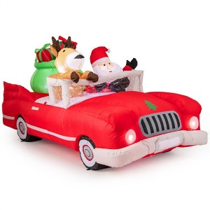 NAYSAYE Inflatable Holiday Decoration Santa Reindeer Gift Car Yard Christmas Display, White, 92.4"*45.6"*49.2" - 1 of 4