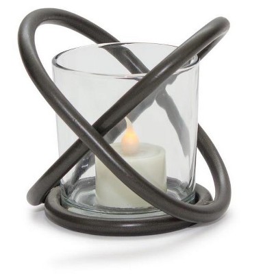 Bronze and Glass Modern Votive Candle Holder Set