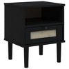 vidaXL Bedside Cabinet SENJA Rattan Look Black 15.7 in.x13.8 in.x18.9 in. Solid Wood Pine - 2 of 4