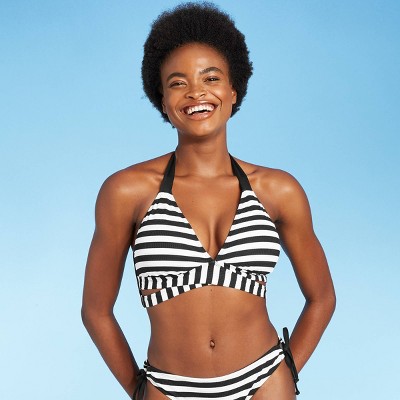 black and white halter bikini