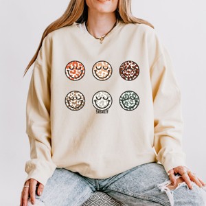 Simply Sage Market S.W.Smiley Leopard Smiley Face Stacked Lightweight Garment Dyed Sweatshirt - 1 of 4