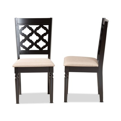 Ramiro Sand Upholstered & Dark Brown Wood Dining Chair Set