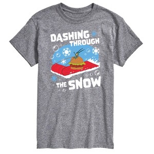 Men's - SpongeBob SquarePants - Dashing Through The Snow Plankton Christmas Short Sleeve Graphic T-Shirt - 1 of 4