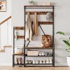 Acekool Parent-Child Hall Tree with Bench and Shoe Storage, Family Entryway Organizer with Coat Rack, Cubbies, Hooks & Shelf, Industrial Style - 3 of 4