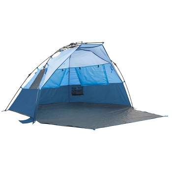 Leedor Outdoor Automatic Pop Up Sun Shade Canopy 4 People Beach Shelter Tent  Light Teal Blue : Target