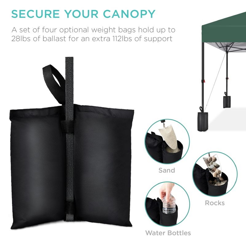 Best Choice Products 12x12ft Easy Setup Pop Up Canopy w/ 1-Button Setup, Wheeled Case, 4 Weight Bags, 5 of 9