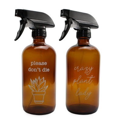 Darware Crazy Plant Lady Spray Bottle Set, 2pc Set; 16oz Amber Glass Spray Bottles Gardening Gift