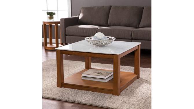 Vebell Square Cocktail Table White/Natural - Aiden Lane, 2 of 10, play video