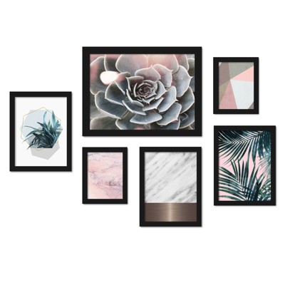 (set Of 6) Framed Prints Gallery Wall Art Set Modern Succulent And ...