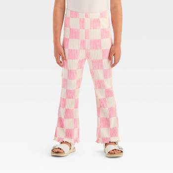 Grayson Mini Toddler Girls' Ribbed Checkered Flare Pants