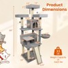 Costway 65” Tall Multi-level Cat Tree with 3 Upholstered Top Perch 2 Cat Condos Cat Basket Beige/Light Gray/Dark Gray/Pink - 3 of 4