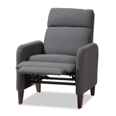 Casanova Mid-Century Modern Gray Fabric Recliner Chair