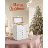 Large 6-Tier Jewelry Box with Mirror & Lock, 5-Drawer Organizer for Watches & Accessories - 2 of 4