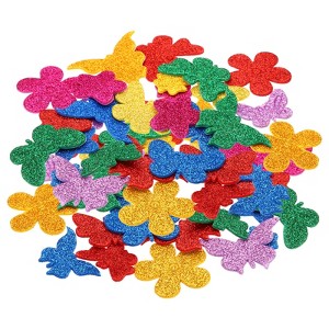 Unique Bargains Self-adhesive Glitters Butterfly Flower Shape EVA Foam Stickers - 1 of 4