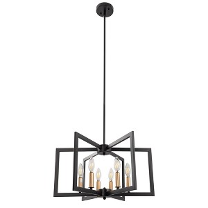 YANSUN 6-Light Black and Gold Pendant Light with E12 Sockets, Adjustable Modern Hanging Light for Dining Room and Foyer - 1 of 1