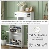 MAYEERTY Functional Entryway Shoe Cabinet, 2 Flip Drawers Wood Grain Top Adjustable Panel, White - 4 of 4